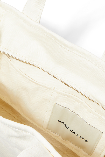 حقيبة يد متوسطة قماش قنب بحروف شعار الماركة